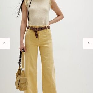 We The Free Light Yellow Wide-Leg Pants